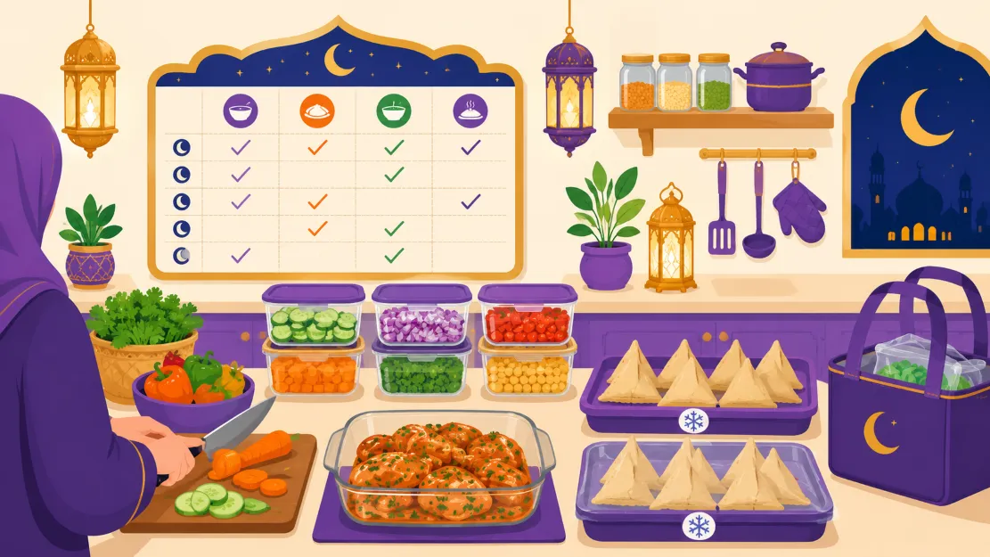 التخطيط المسبق وتجهيز مكونات وجبات رمضان لتوفير الوقت