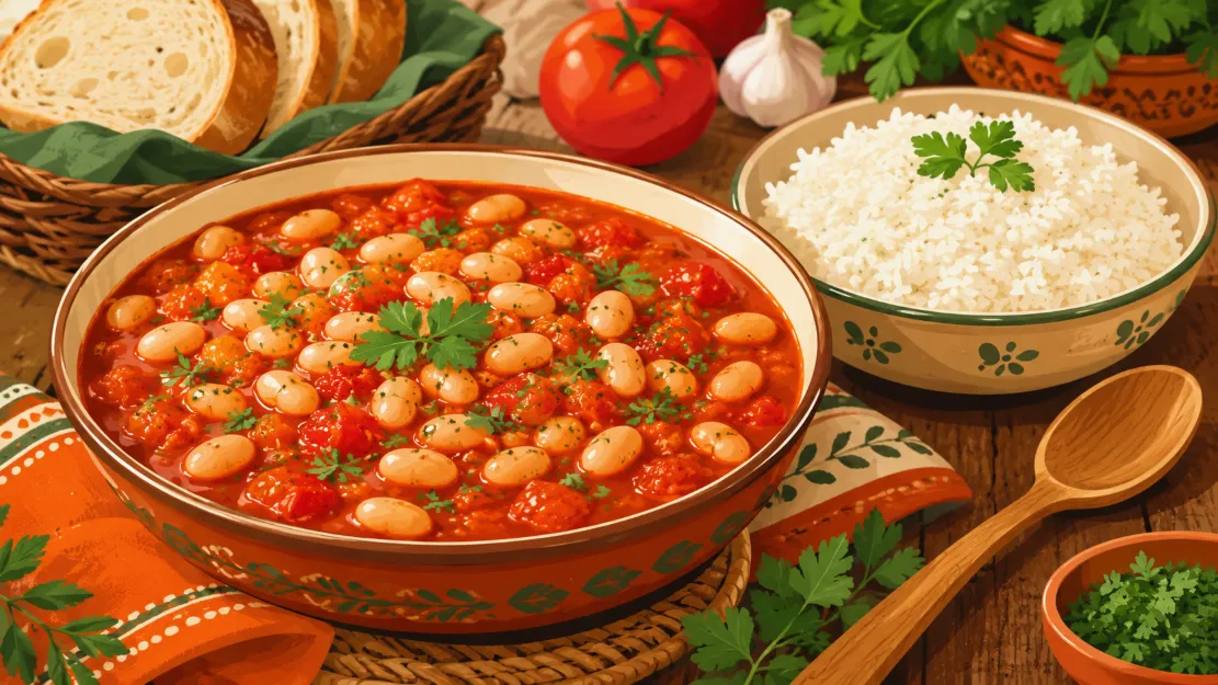 يخنة الفاصوليا البيضاء بصلصة الطماطم